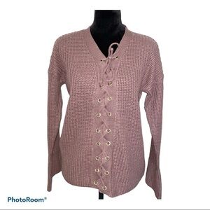 𝅺mrs. Maggie lace up sweater NWT blush color size Medium